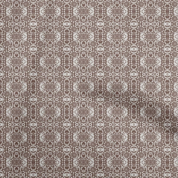 oneOone Polyester Spandex Brown Fabric Aian Batik Sewing Material Print Fabric By The Yard 56 Inch Wide