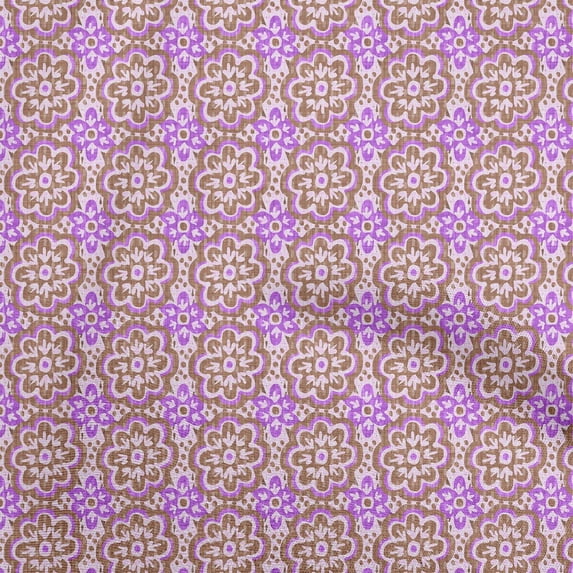 oneOone Polyester Spandex Brown Fabric Asian Block Fabric For Sewing Printed Craft Fabric By The Yard 56 Inch Wide