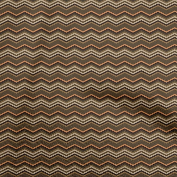 oneOone Polyester Spandex Brown Fabric Chevron Craft Projects Decor Fabric Printed By The Yard 56 Inch Wide