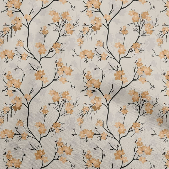 oneOone Polyester Spandex Brown Fabric Floral Fabric For Sewing Printed Craft Fabric By The Yard 56 Inch Wide