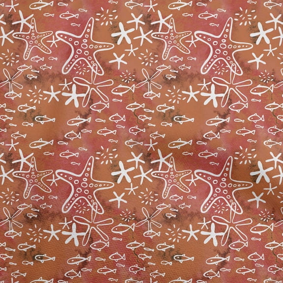 oneOone Polyester Spandex Brown Fabric Ocean Underwater Life Sewing Material Print Fabric By The Yard 56 Inch Wide