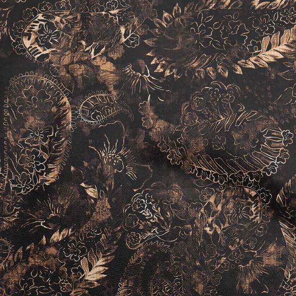 oneOone Polyester Spandex Brown Fabric Paisley Dress Material Fabric Print Fabric By The Yard 56 Inch Wide