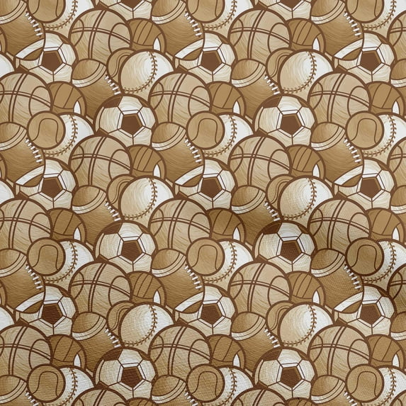 oneOone Polyester Spandex Brown Fabric Sports Basket & Football Sewing Material Print Fabric By The Yard 56 Inch Wide