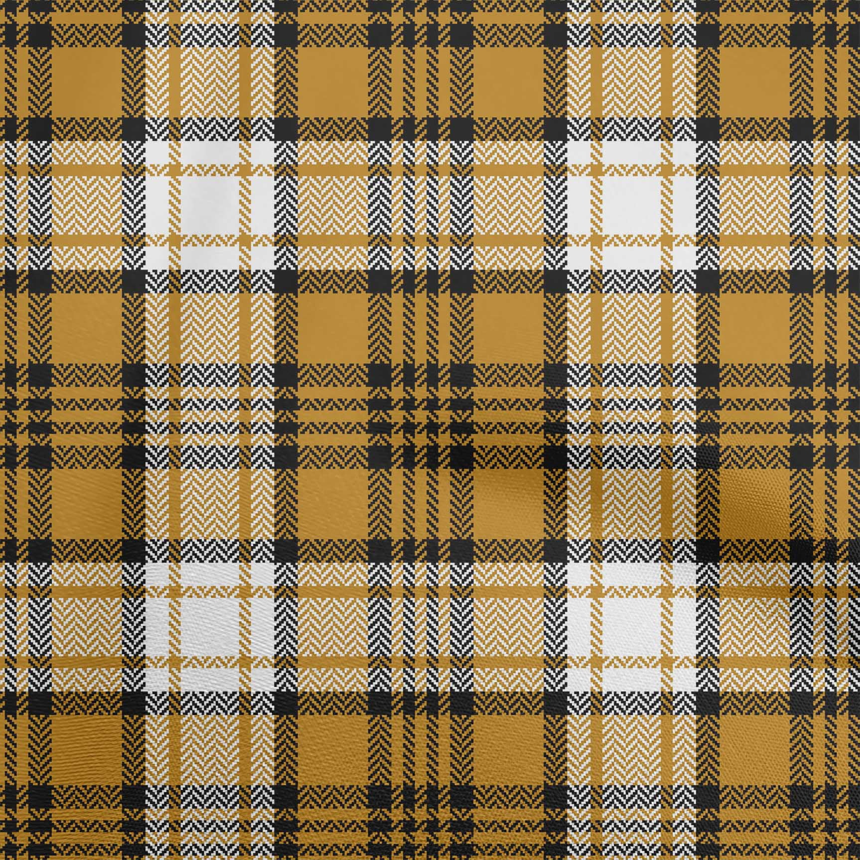 oneOone Polyester Spandex Brown Fabric Tartan Craft Projects Decor Fabric Printed By The Yard 56 Inch Wide