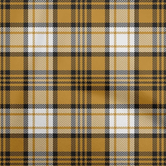 oneOone Polyester Spandex Brown Fabric Tartan Craft Projects Decor Fabric Printed By The Yard 56 Inch Wide