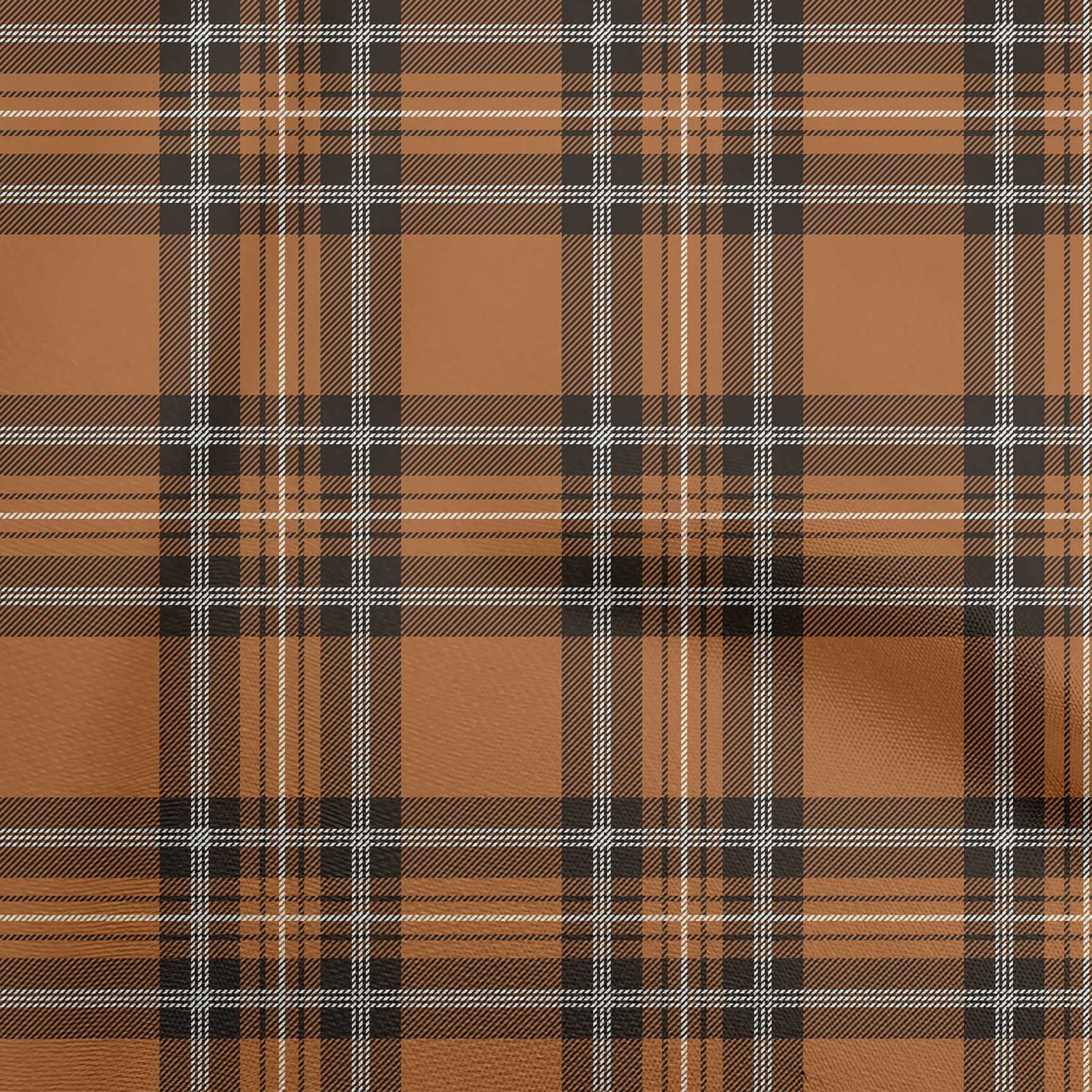 oneOone Polyester Spandex Brown Fabric Tartan Diy Clothing Quilting Fabric Print Fabric By Yard 56 Inch Wide