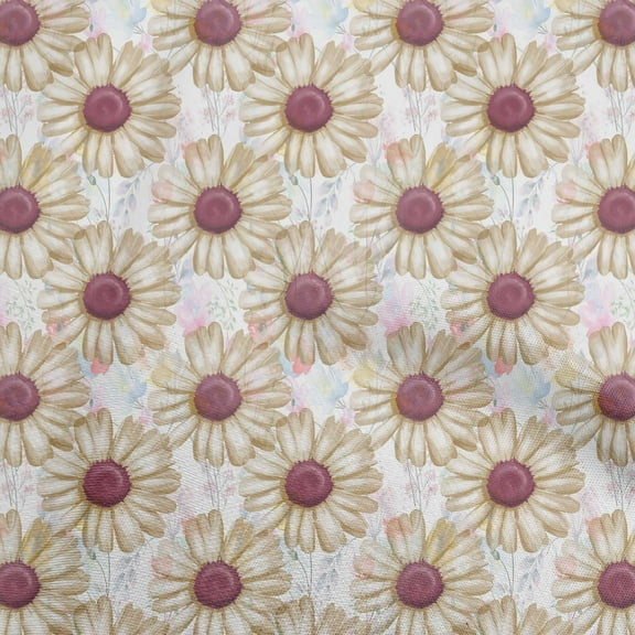 oneOone Polyester Spandex Brown Fabric Watercolor Floral Sewing Material Print Fabric By The Yard 56 Inch Wide