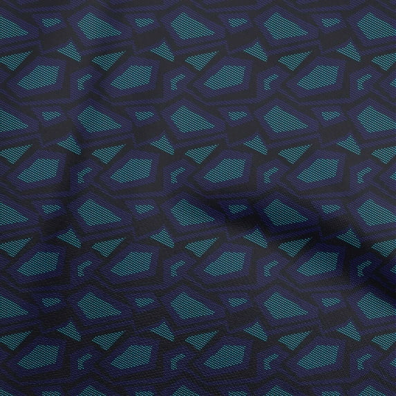 oneOone Polyester Spandex Dark Blue Fabric Abstract Diy Clothing Quilting Fabric Print Fabric By Yard 56 Inch Wide