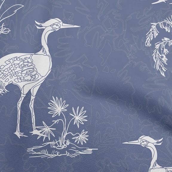 oneOone Polyester Spandex Dark Blue Fabric Asian Japanese Floral Birds With Plants Sewing Fabric By The Yard Printed Diy Clothing Sewing Supplies 56 Inch Wide