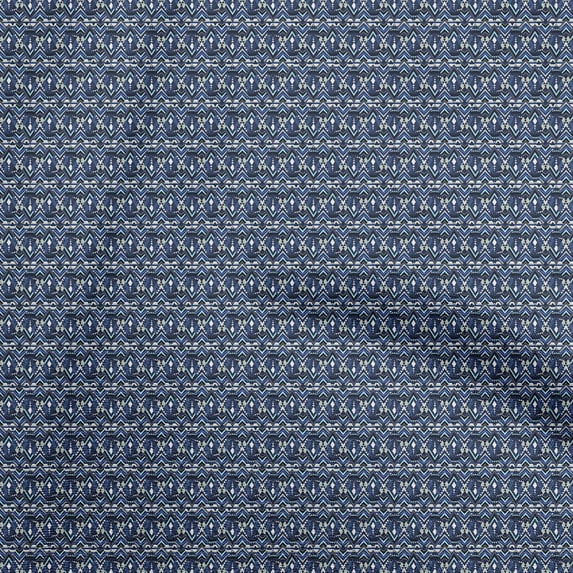 oneOone Polyester Spandex Dark Blue Fabric Tribal Fabric For Sewing Printed Craft Fabric By The Yard 56 Inch Wide