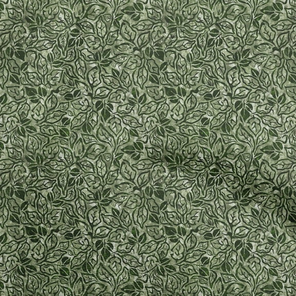 oneOone Polyester Spandex Dark Green Fabric Aian Batik Craft Projects Decor Fabric Printed By The Yard 56 Inch Wide