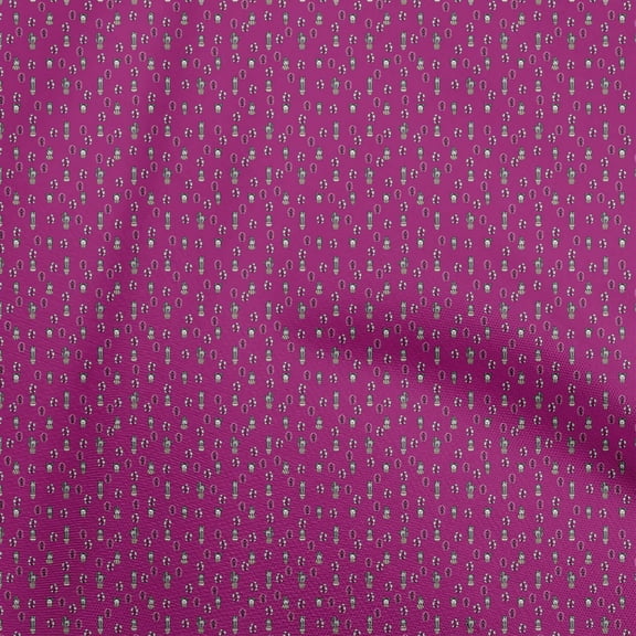 oneOone Polyester Spandex Dark Magenta Fabric Cactus Craft Projects Decor Fabric Printed By The Yard 56 Inch Wide