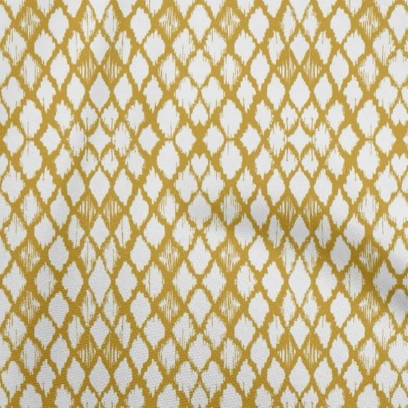 oneOone Polyester Spandex Dark Mustard Fabric Asian Ikat Craft Projects Decor Fabric Printed By The Yard 56 Inch Wide-7808