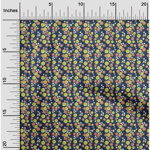 oneOone Polyester Spandex Dark Navy Blue Fabric Florals Quilting Supplies Print Sewing Fabric By The Yard 56 Inch Wide