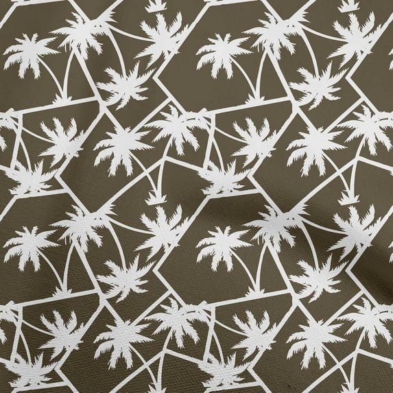 oneOone Polyester Spandex Dark Olive Green Fabric Tropical Palm Tree Diy Clothing Quilting Fabric Print Fabric By Yard 56 Inch Wide