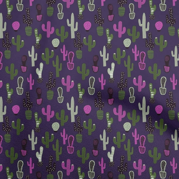 oneOone Polyester Spandex Dark Purple Fabric Cactus Sewing Fabric By The Yard Printed Diy Clothing Sewing Supplies 56 Inch Wide
