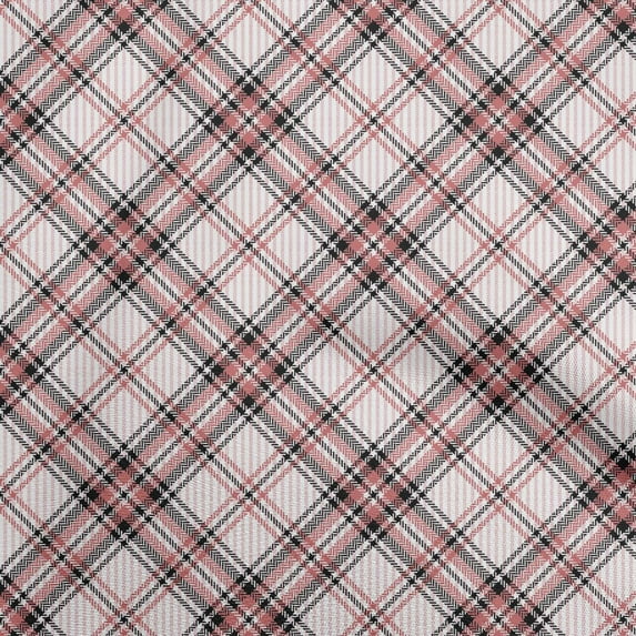 oneOone Polyester Spandex Dark Rose Brown Fabric Checks Quilting Supplies Print Sewing Fabric By The Yard 56 Inch Wide
