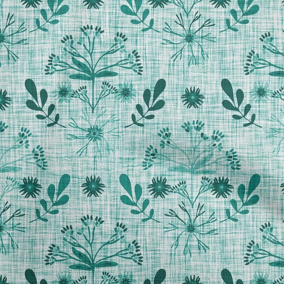 oneOone Polyester Spandex Dark Teal Green Fabric Floral Sewing Craft Projects Fabric Prints By Yard 56 Inch Wide