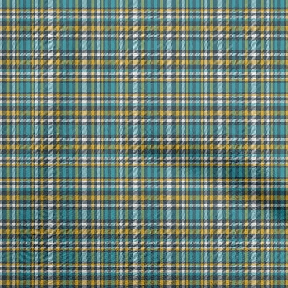 oneOone Polyester Spandex Dark Teal Green Fabric Plaid Sewing Craft Projects Fabric Prints By Yard 56 Inch Wide