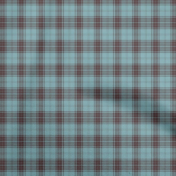 oneOone Polyester Spandex Dusty Teal Green Fabric Check Sewing Material Print Fabric By The Yard 56 Inch Wide-LN