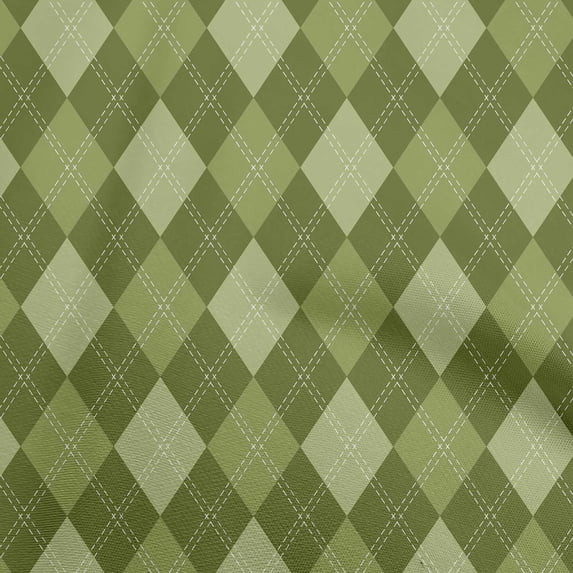 oneOone Polyester Spandex Forest Green Fabric Check Dress Material Fabric Print Fabric By The Yard 56 Inch Wide