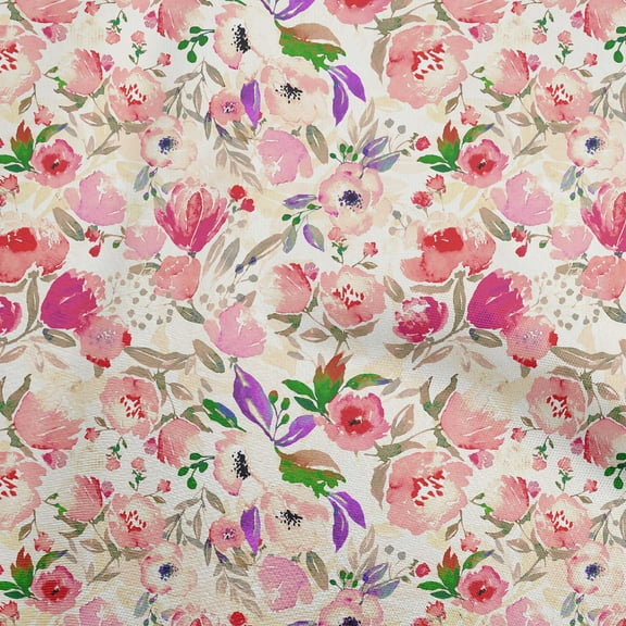 oneOone Polyester Spandex Fuschia Pink Fabric Floral Dress Material Fabric Print Fabric By The Yard 56 Inch Wide-P1