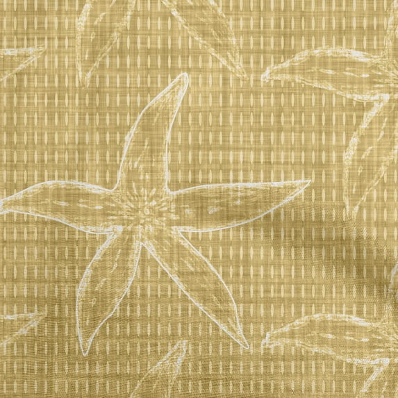 oneOone Polyester Spandex Gamboge Yellow Fabric Ocean Texture Starfish Craft Projects Decor Fabric Printed By The Yard 56 Inch Wide
