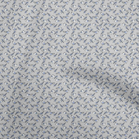 oneOone Polyester Spandex Gray Fabric Bird Quilting Supplies Print Sewing Fabric By The Yard 56 Inch Wide