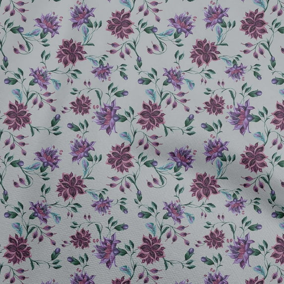 oneOone Polyester Spandex Gray Fabric Floral Dress Material Fabric Print Fabric By The Yard 56 Inch Wide