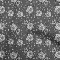 oneOone Polyester Spandex Gray Fabric Floral Fabric For Sewing Printed Craft Fabric By The Yard 56 Inch Wide