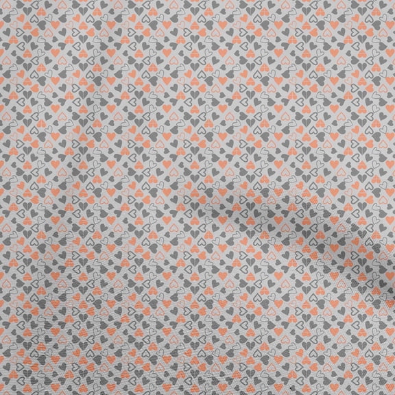oneOone Polyester Spandex Gray Fabric Hearts Print Craft Projects Decor Fabric Printed By The Yard 56 Inch Wide