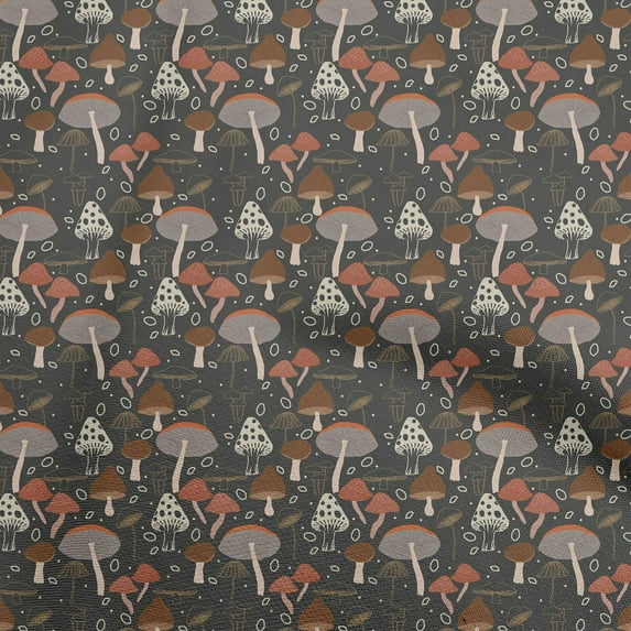 oneOone Polyester Spandex Gray Fabric Mushroom Quilting Supplies Print Sewing Fabric By The Yard 56 Inch Wide