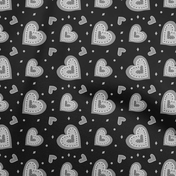 oneOone Polyester Spandex Gray Fabric Valentine Heart Dress Material Fabric Print Fabric By The Yard 56 Inch Wide