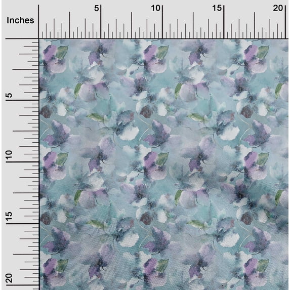 oneOone Polyester Spandex Grayish Blue Fabric Flower Quilting Supplies Print Sewing Fabric By The Yard 56 Inch Wide-THU