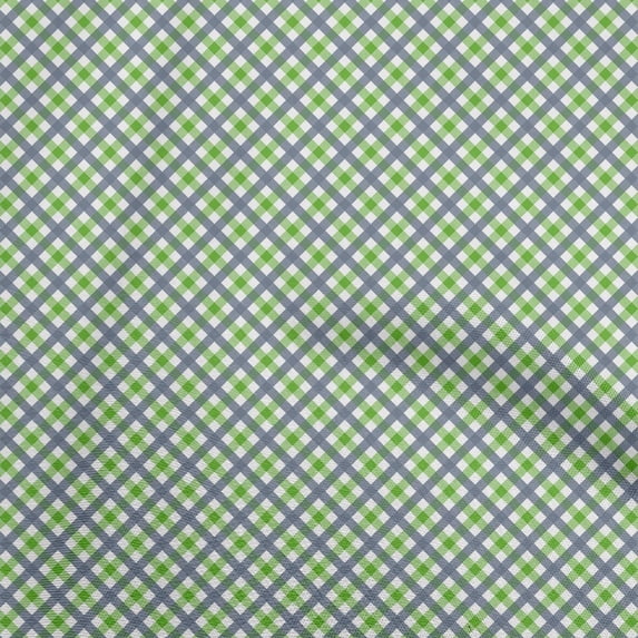oneOone Polyester Spandex Green Fabric Check Fabric For Sewing Printed Craft Fabric By The Yard 56 Inch Wide