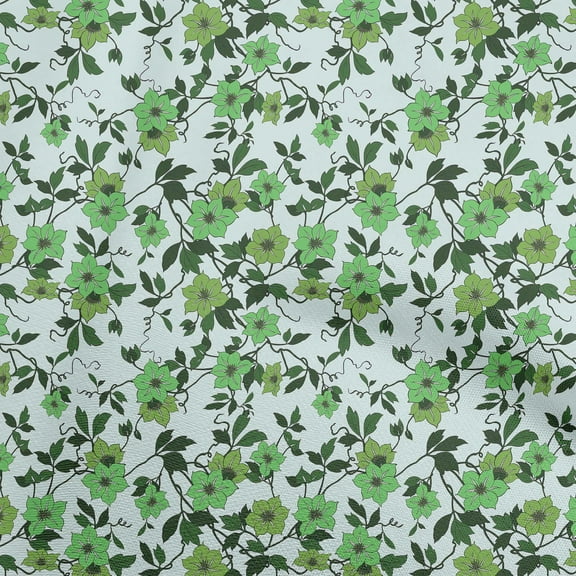oneOone Polyester Spandex Green Fabric Floral Sewing Material Print Fabric By The Yard 56 Inch Wide