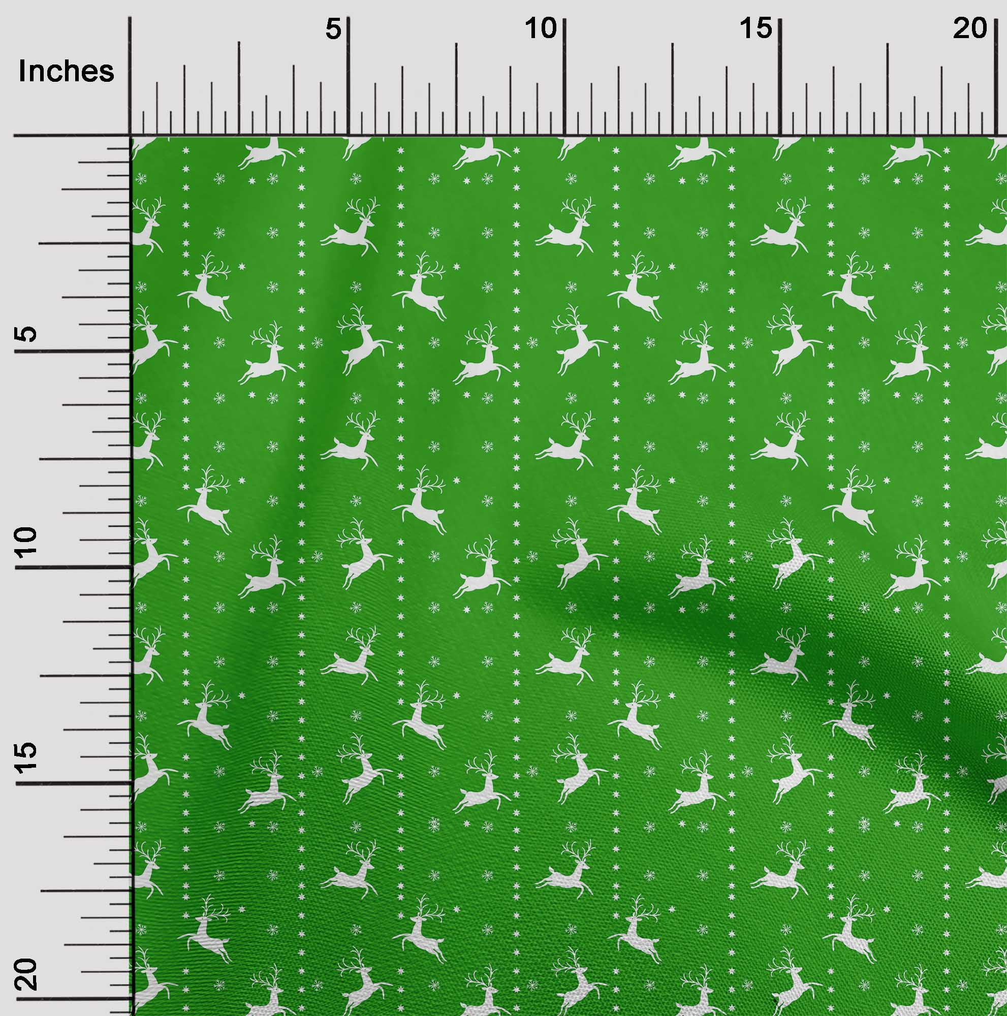 oneOone Polyester Spandex Green Fabric Merry Christmas Dress Material Fabric Print Fabric By The Yard 56 Inch Wide