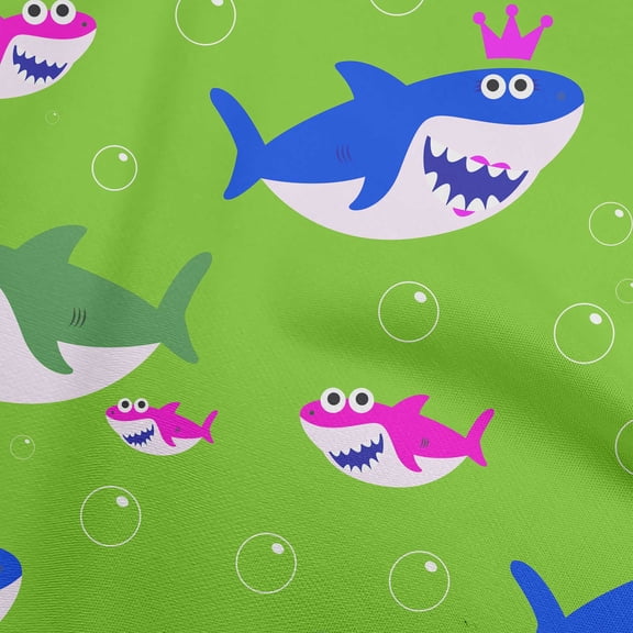 oneOone Polyester Spandex Green Fabric Shark Print Kids Sewing Craft Projects Fabric Prints By Yard 56 Inch Wide