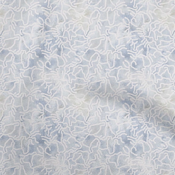 oneOone Polyester Spandex Light Blue Fabric Abstract Line Drawing Floral Dress Material Fabric Print Fabric By The Yard 56 Inch Wide