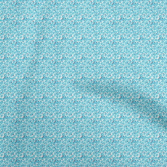 oneOone Polyester Spandex Light Blue Fabric Floral Sewing Craft Projects Fabric Prints By Yard 56 Inch Wide