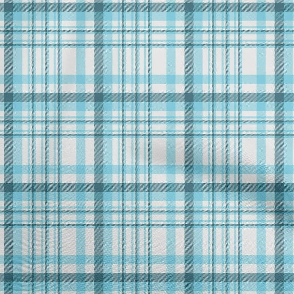 oneOone Polyester Spandex Light Blue Fabric Plaid Quilting Supplies Print Sewing Fabric By The Yard 56 Inch Wide