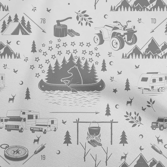 oneOone Polyester Spandex Light Gray Fabric Camping Dress Material Fabric Print Fabric By The Yard 56 Inch Wide