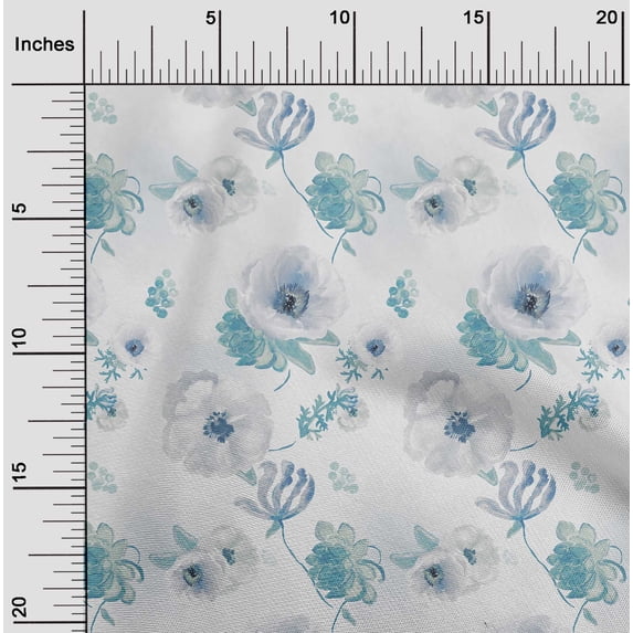 oneOone Polyester Spandex Light Gray Fabric Florals Craft Projects Decor Fabric Printed By The Yard 56 Inch Wide-BX6