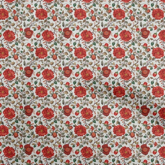 oneOone Polyester Spandex Light Gray Fabric Florals Fabric For Sewing Printed Craft Fabric By The Yard 56 Inch Wide