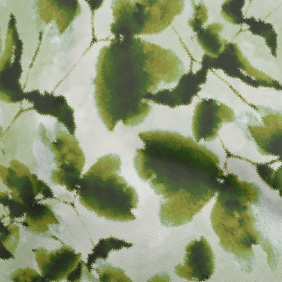 oneOone Polyester Spandex Light Green Fabric Abstract-Blurred Floral Pattern Craft Projects Decor Fabric Printed By The Yard 56 Inch Wide