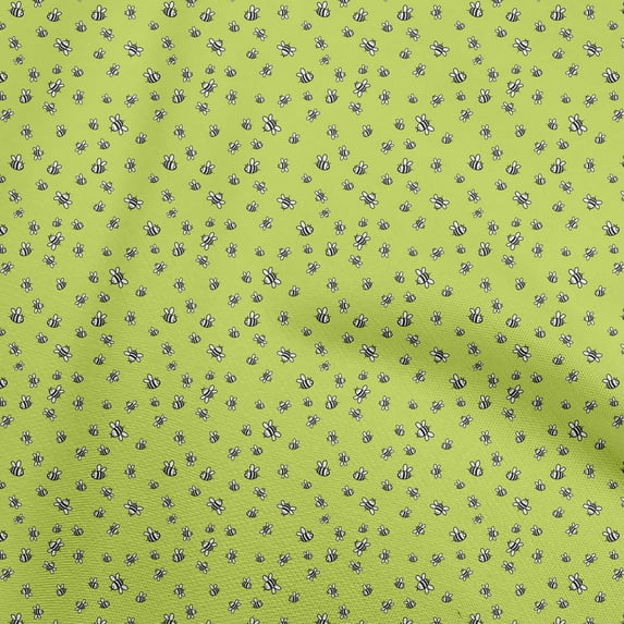 oneOone Polyester Spandex Light Green Fabric Honey Bees Fabric For Sewing Printed Craft Fabric By The Yard 56 Inch Wide