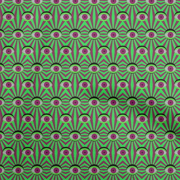 oneOone Polyester Spandex Light Green Fabric Horror Eyes Sewing Material Print Fabric By The Yard 56 Inch Wide