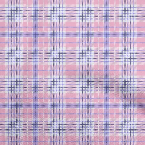 oneOone Polyester Spandex Light Pink Fabric Check Quilting Supplies Print Sewing Fabric By The Yard 56 Inch Wide