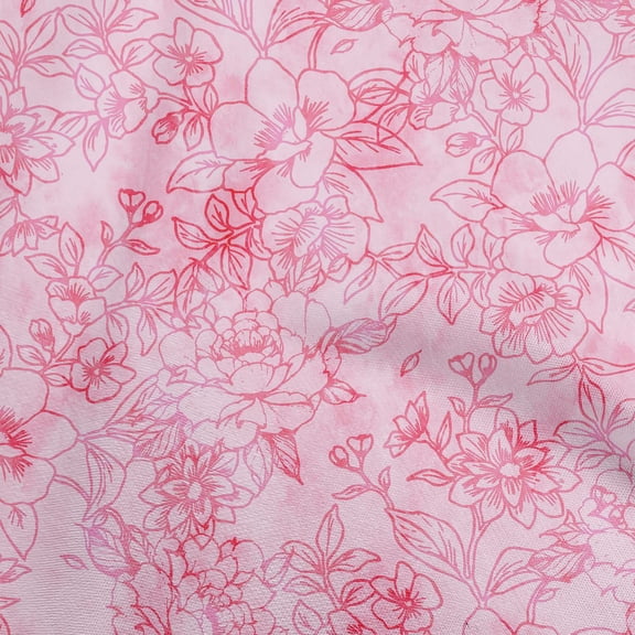 oneOone Polyester Spandex Light Pink Fabric Florals Sewing Material Print Fabric By The Yard 56 Inch Wide