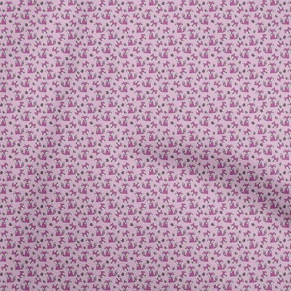 oneOone Polyester Spandex Light Pink Fabric Kids Animal Dress Material Fabric Print Fabric By The Yard 56 Inch Wide